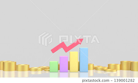 Colorful Financial Growth Bar Chart With Rising Profit Arrow Concept 3d render. Colorful Financial Growth Bar Chart With Rising Profit Arrow Concept 3d render. 139001282