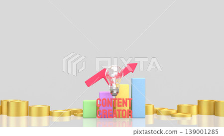 Creative Content Creator Business Growth Concept With Rising Chart 3d render. Creative Content Creator Business Growth Concept With Rising Chart 3d render. 139001285