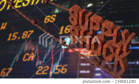Supply Shock Crisis with Market Data and Trade Restriction Concept 3d render. Supply Shock Crisis with Market Data and Trade Restriction Concept 3d render. 139001290