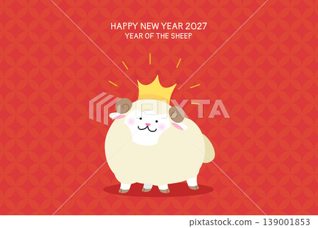 Cute greetings card template for year of the sheep 2027 Cute greetings card template for year of the sheep 2027 139001853