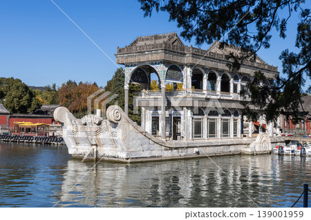 The Marble Boat in Summer Palace Beijing features Western-style architecture, with an exterior designed to resemble a paddle steamer. The Marble Boat in Summer Palace Beijing features Western-style architecture, with an exterior designed to resemble a paddle steamer. 139001959