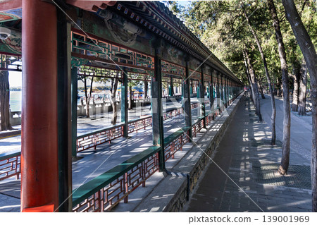 Summer Palace Long Corridor in Beijing is a covered walkway famous for its 728 meter length in conjunction with its rich painted decoration Summer Palace Long Corridor in Beijing is a covered walkway famous for its 728 meter length in conjunction with its rich painted decoration 139001969