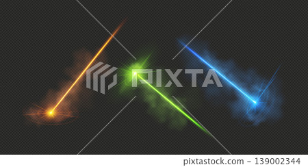 Beam of laser light on transparent background. Neon line light abstract design Beam of laser light on transparent background. Neon line light abstract design 139002344