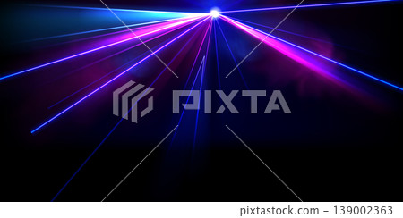 Bright laser spotlight shining rays on transparent background 139002363
