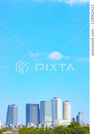 從愛知縣名古屋市莊內川河床眺望名古屋站週邊的摩天大樓 從愛知縣名古屋市莊內川河床眺望名古屋站週邊的摩天大樓 139002421