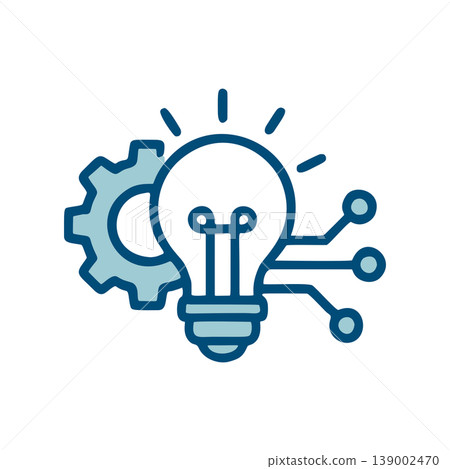 Lineart Technology Lightbulb Idea with Gear Innovative Concept Icon 139002470