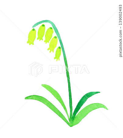 Stylish light green flower - hand-drawn watercolor illustration of a plant. Stylish light green flower - hand-drawn watercolor illustration of a plant. 139002493