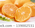 A fresh and delicious cross-section of an orange 139002531