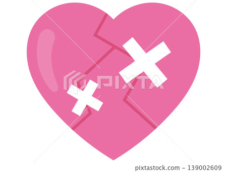 An illustration of a cracked pink heart. An illustration of a cracked pink heart. 139002609