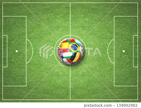 Soccer ball on the stadium field Soccer ball on the stadium field 139002902