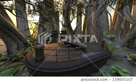 Spaceship parking area in the forest 139003107