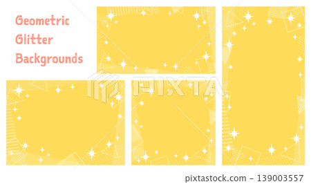 A stylish geometric pattern background set. Includes a yellow glitter, dot, and stripe frame. A stylish geometric pattern background set. Includes a yellow glitter, dot, and stripe frame. 139003557