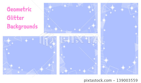 A stylish geometric pattern background set. Features a purple-blue glitter, dot, and stripe frame. A stylish geometric pattern background set. Features a purple-blue glitter, dot, and stripe frame. 139003559