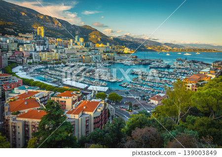 Amazing harbor of Monte Carlo with luxury yachts, Monaco 139003849