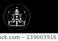 Black background with white meditation yoga and chakra design | Copy space on the right | Sacred geometry design Black background with white meditation yoga and chakra design | Copy space on the right | Sacred geometry design 139003916