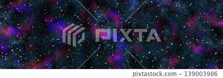 Abstract universe panorama. Magical dark outer space with colorful cosmic dust and bright stars. 139003986
