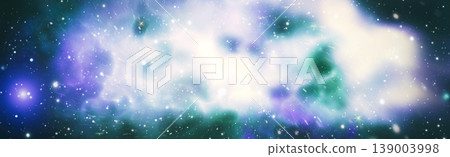 Panoramic abstract space background. Colorful glowing nebula, stardust and shining stars in deep universe. Panoramic abstract space background. Colorful glowing nebula, stardust and shining stars in deep universe. 139003998