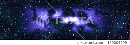 Panoramic deep space background with vibrant purple nebula and countless stars. Dark cosmic texture. Panoramic deep space background with vibrant purple nebula and countless stars. Dark cosmic texture. 139003999