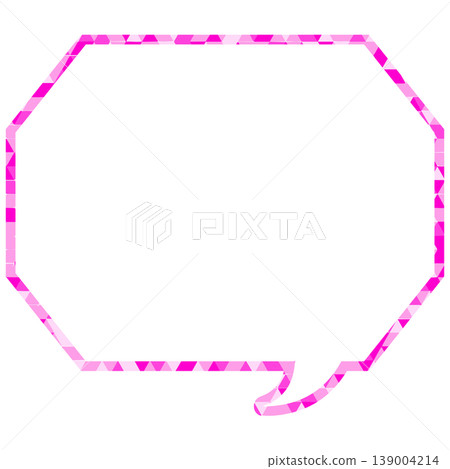 Stained glass style speech bubble, triangular pattern, octagonal shape with corners Stained glass style speech bubble, triangular pattern, octagonal shape with corners 139004214
