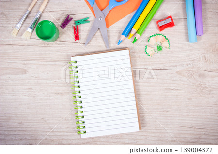 Notebook for notes and stationery accessories for learning at school or preschool Notebook for notes and stationery accessories for learning at school or preschool 139004372