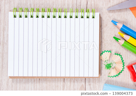 Notebook for notes and stationery accessories for learning at school or preschool Notebook for notes and stationery accessories for learning at school or preschool 139004373