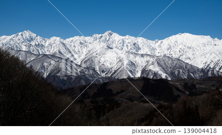 The Northern Alps mountain range stands out against the blue sky in Nagano Prefecture. The Northern Alps mountain range stands out against the blue sky in Nagano Prefecture. 139004418