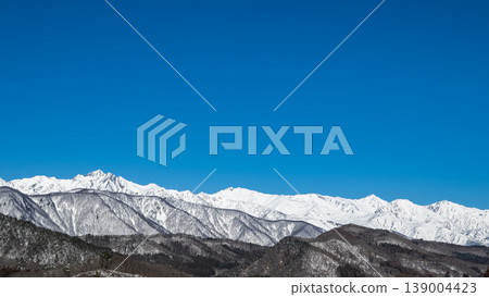 The Northern Alps mountain range stands out against the blue sky in Nagano Prefecture. The Northern Alps mountain range stands out against the blue sky in Nagano Prefecture. 139004423