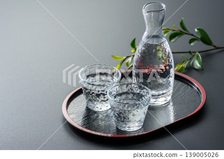 Cold sake, sake cup, sake carafe 139005026