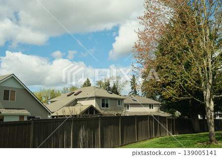 A close-up view of a row of townhouses in the community. A close-up view of a row of townhouses in the community. 139005141