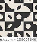 Minimal Geometric Checker Seamless Pattern with Abstract Shapes Black Beige 139005640