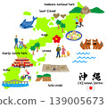 Okinawa trip, hand-drawn tourist spots and flat illustrations of tourists 139005673