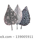 leaf doodle composition watercolor 139005911