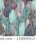 leaf doodle sseamless pattern watercolor 139005913
