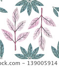 leaf seamless pattern watercolor doodle 139005914