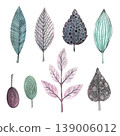 leaf doodle watercolor set 139006012