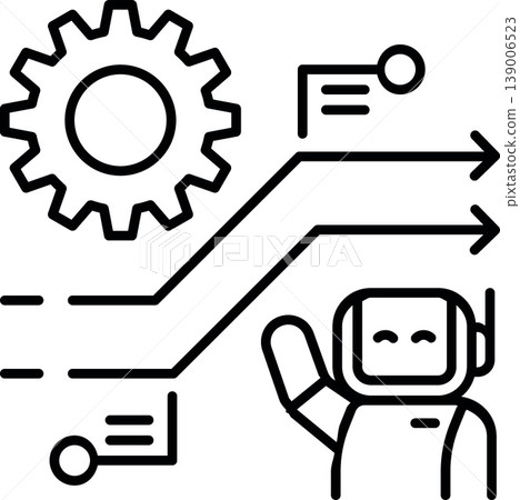 Ai automation workflow robot icon line process optimization gear digital assistant future technology concept minimal Ai automation workflow robot icon line process optimization gear digital assistant future technology concept minimal 139006523
