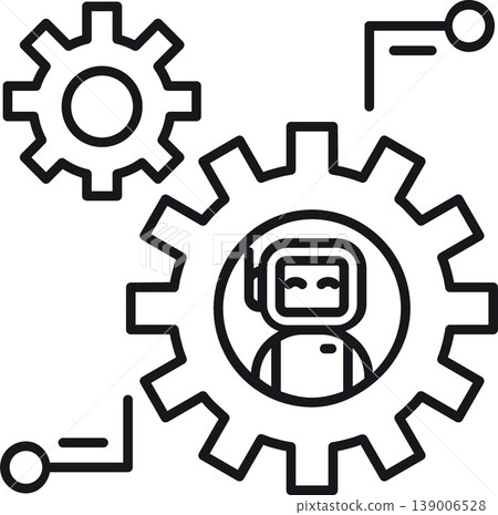 Ai robot automation gear icon outline style clean design Ai robot automation gear icon outline style clean design 139006528