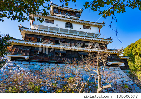[Japan's Top 100 Castles] Late Autumn Scenery of Iwakuni Castle: Reconstructed Keep 2, Iwakuni City, Yamaguchi Prefecture 139006578