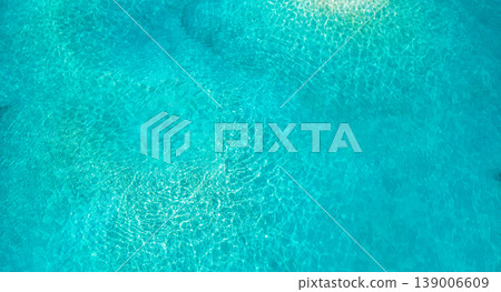 Aerial Ocean Lagoon Pristine Turquoise Water Sunlight Tranquil Nature Background Paradise Summer Tropical Seascape 139006609