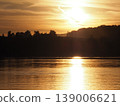 View of sun set on Rhine River near Stein am Rhein town in Switzerland 139006621