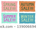 Handwritten text for Spring Sale, Summer Sale, Autumn Sale, and Winter Sale. Seasonal sale font. 139006694