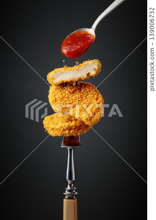 Nuggets with tomato sauce. Nuggets with tomato sauce. 139006732