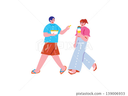 夏季約會情侶插圖 夏季約會情侶插圖 139006933