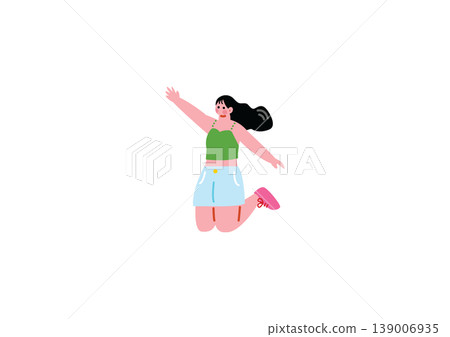 Illustration of a jumping woman Illustration of a jumping woman 139006935