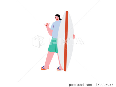 Illustration of a male surfer Illustration of a male surfer 139006937