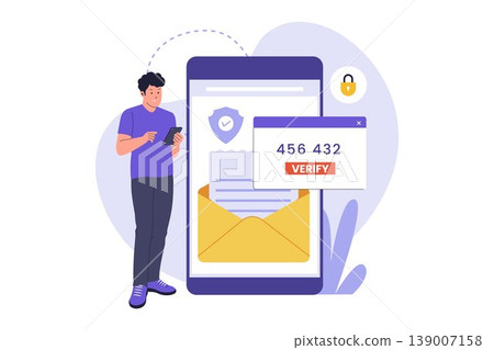 Illustration of Two Factor Authentication 2FA Email Verification 139007158