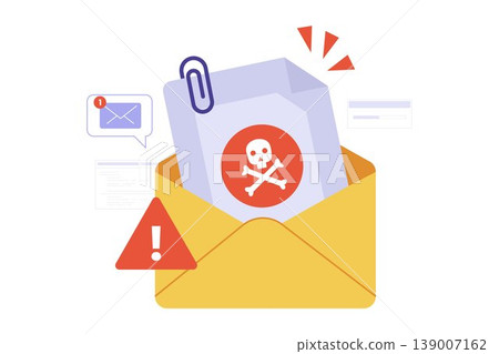 Illustration of Malicious Email Malware Attachment Warning Illustration of Malicious Email Malware Attachment Warning 139007162