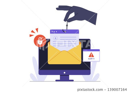 Email Phishing Attack and Cyber Crime Illustration 139007164