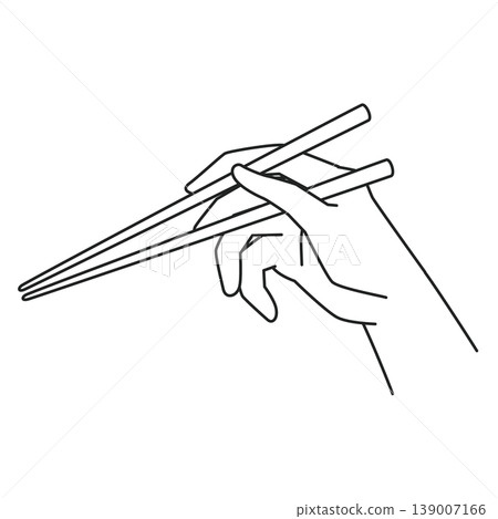 一手拿著筷子的線條畫 139007166