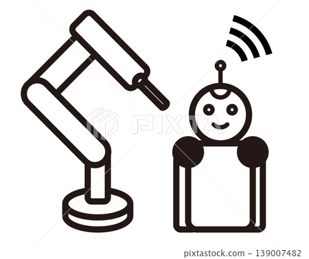 Simple line art icons of robots (medical, nursing care, industrial, AI) Simple line art icons of robots (medical, nursing care, industrial, AI) 139007482